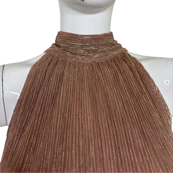 NWT Metallic sparkly holiday party Elegant Brown pink gold bold sexy Halter XL - Picture 9 of 15